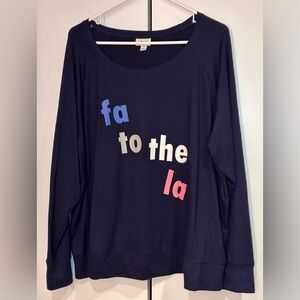Jenni Intimates long sleeve holiday top. “Fa to the la”